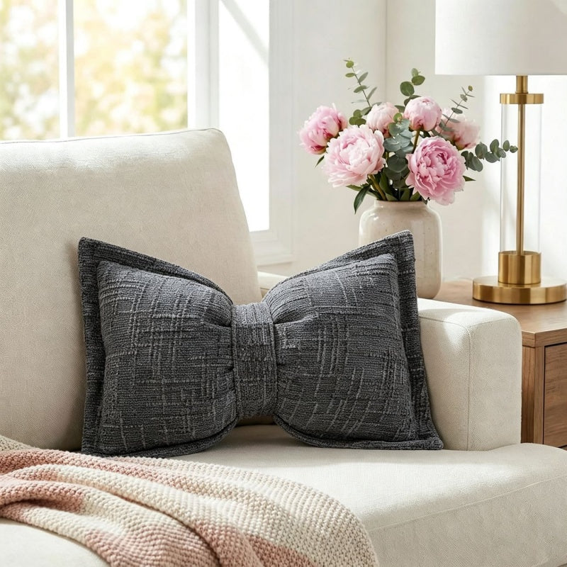 πποΈ Soft Chenille Bow-Shaped Throw Pillow