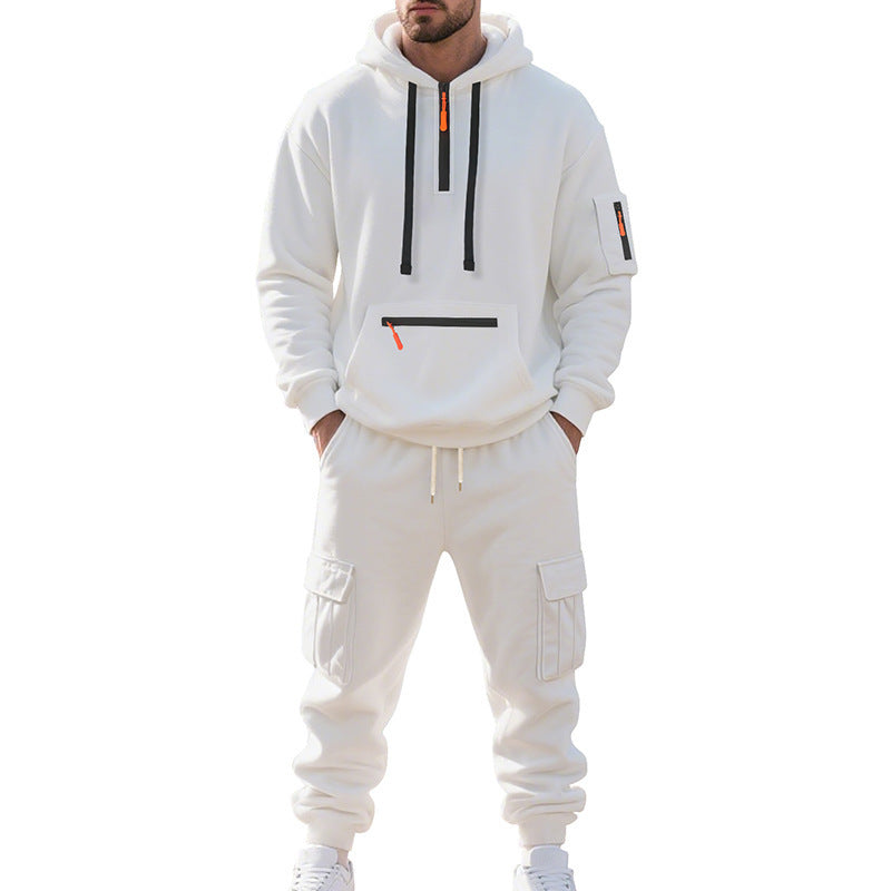 KZZ Men's Winter Fleece Lined Casual Set Long Sleeve Jacket & Pants