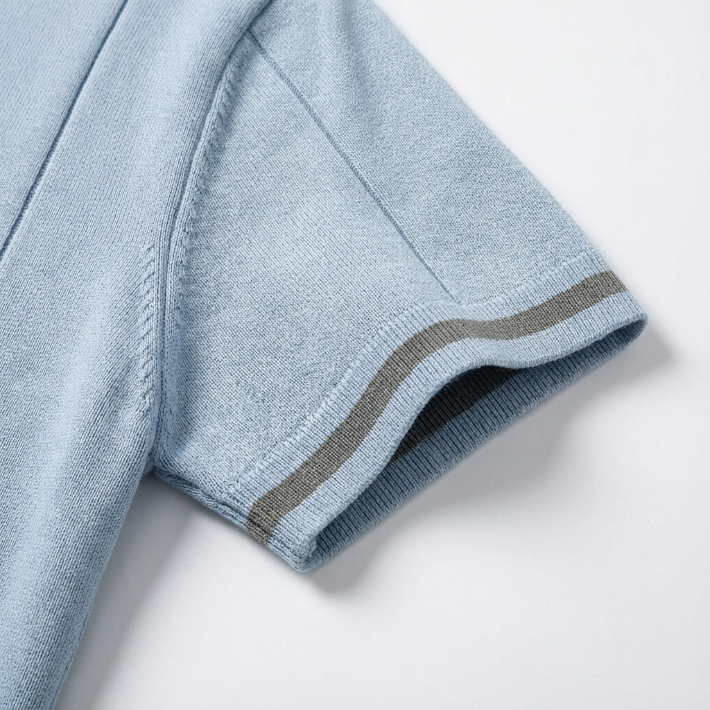 Men’s Quarter-Zip Ribbed Knit Polo Shirt