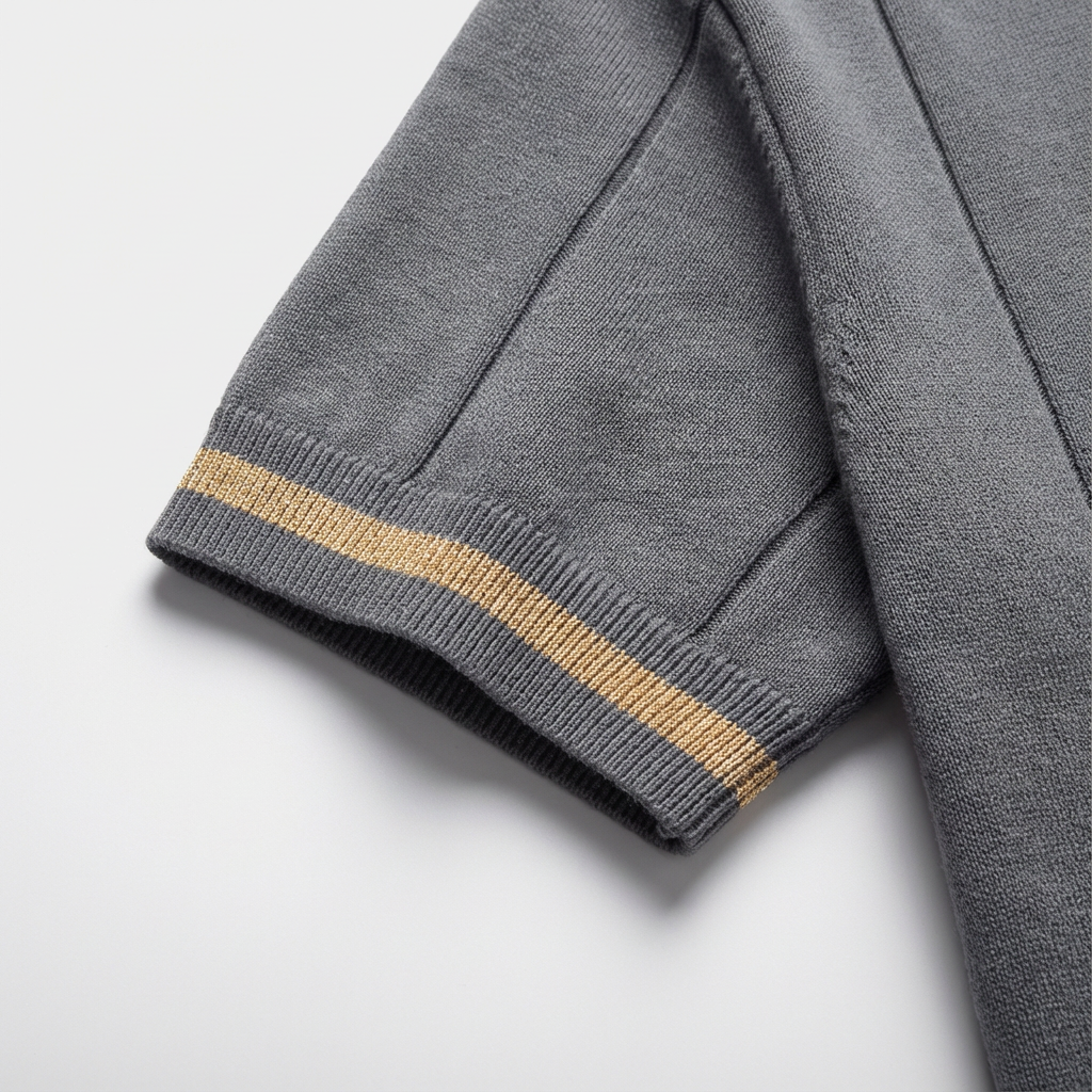Men’s Quarter-Zip Ribbed Knit Polo Shirt