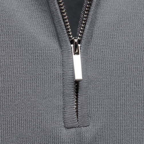 Men’s Quarter-Zip Ribbed Knit Polo Shirt