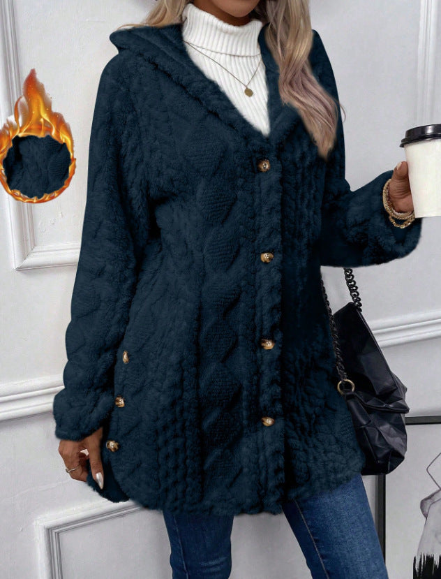 ❄️ Women's Loose-Fit Hooded Plush Jacket