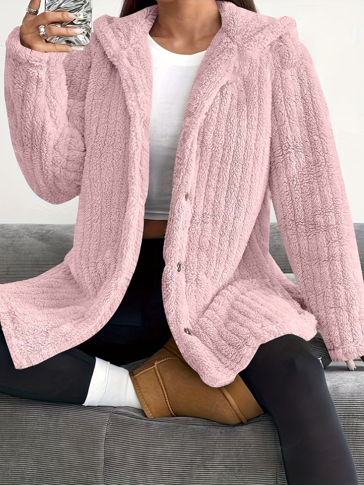 ❄️ Women's Loose-Fit Hooded Plush Jacket
