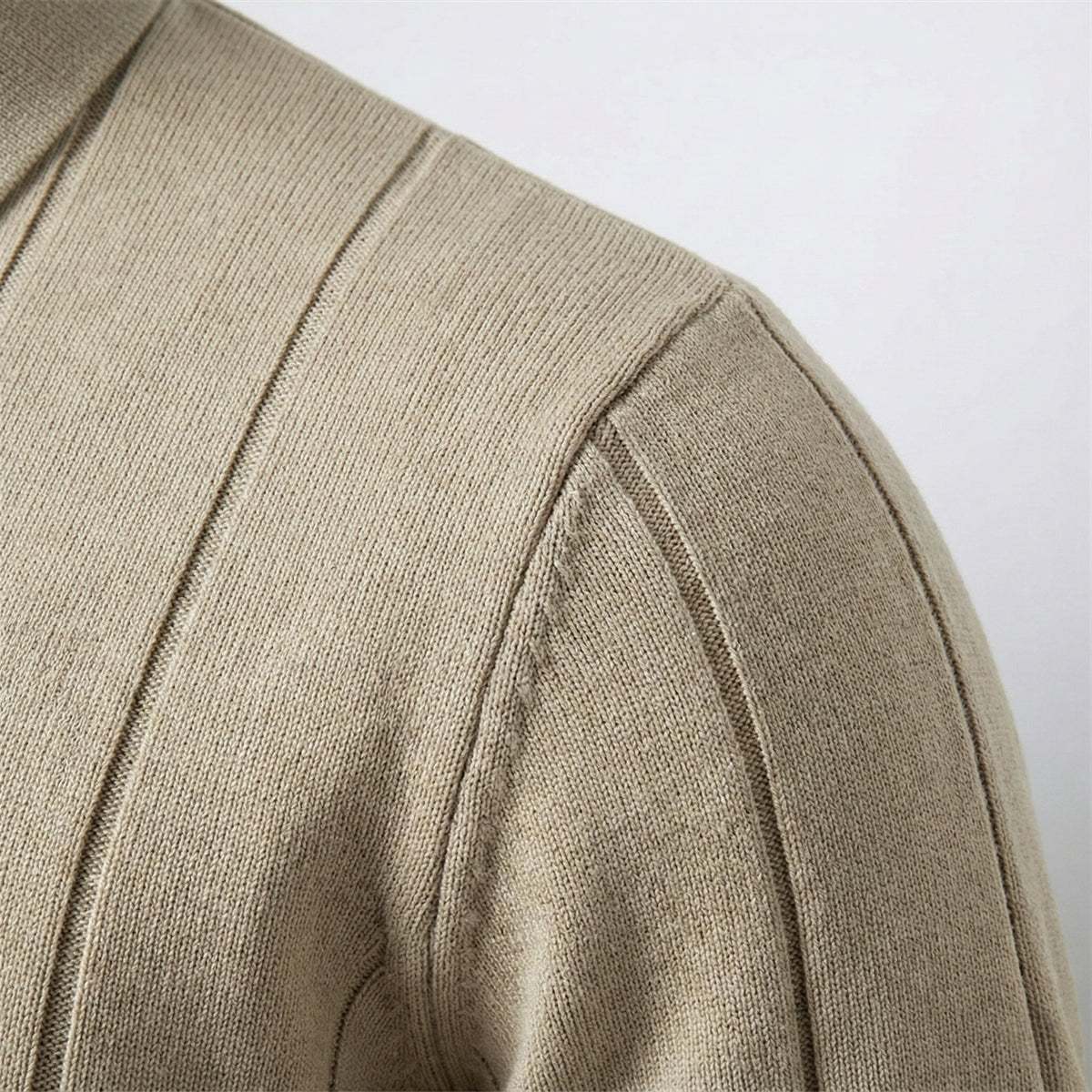 Men’s Quarter-Zip Ribbed Knit Polo Shirt
