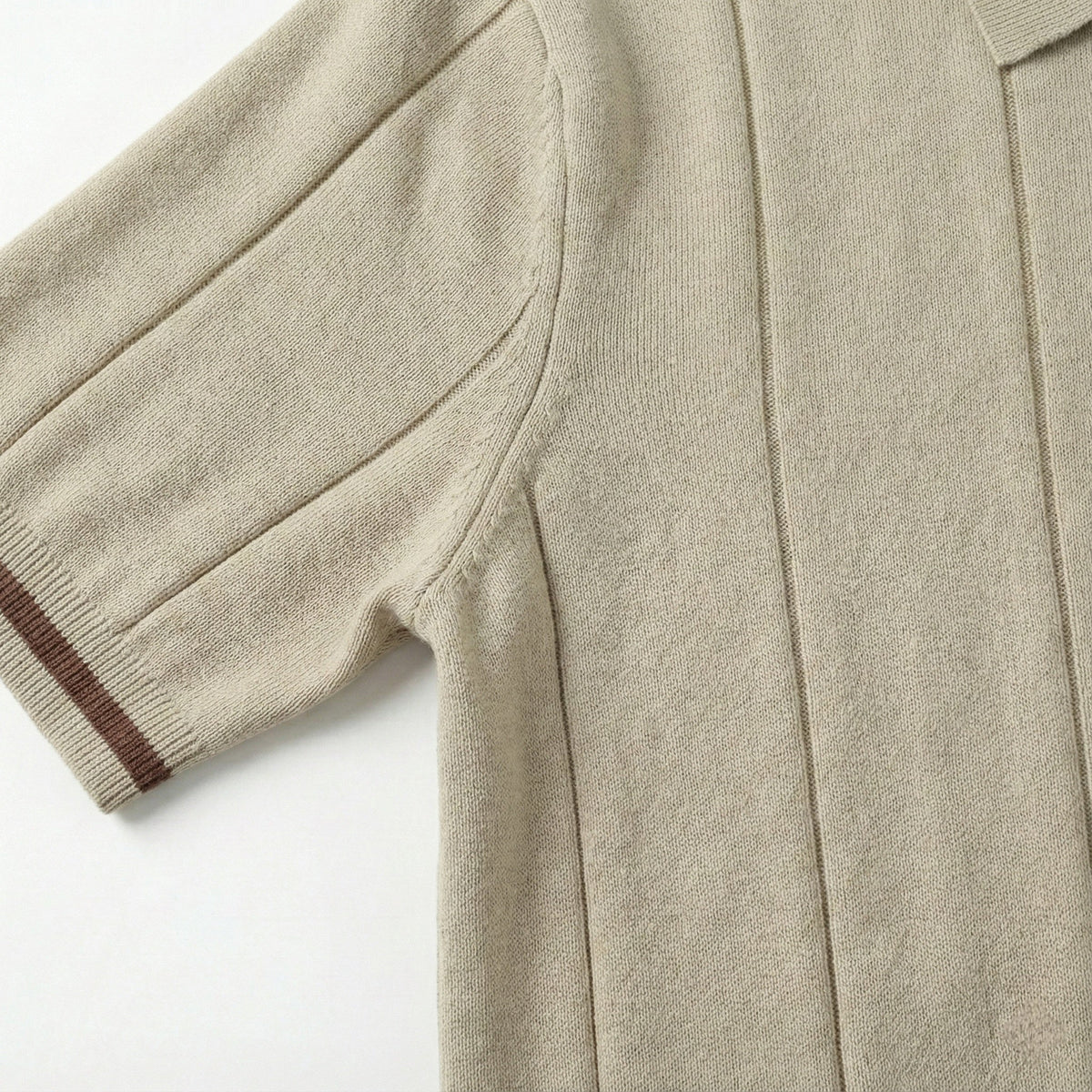 Men’s Quarter-Zip Ribbed Knit Polo Shirt