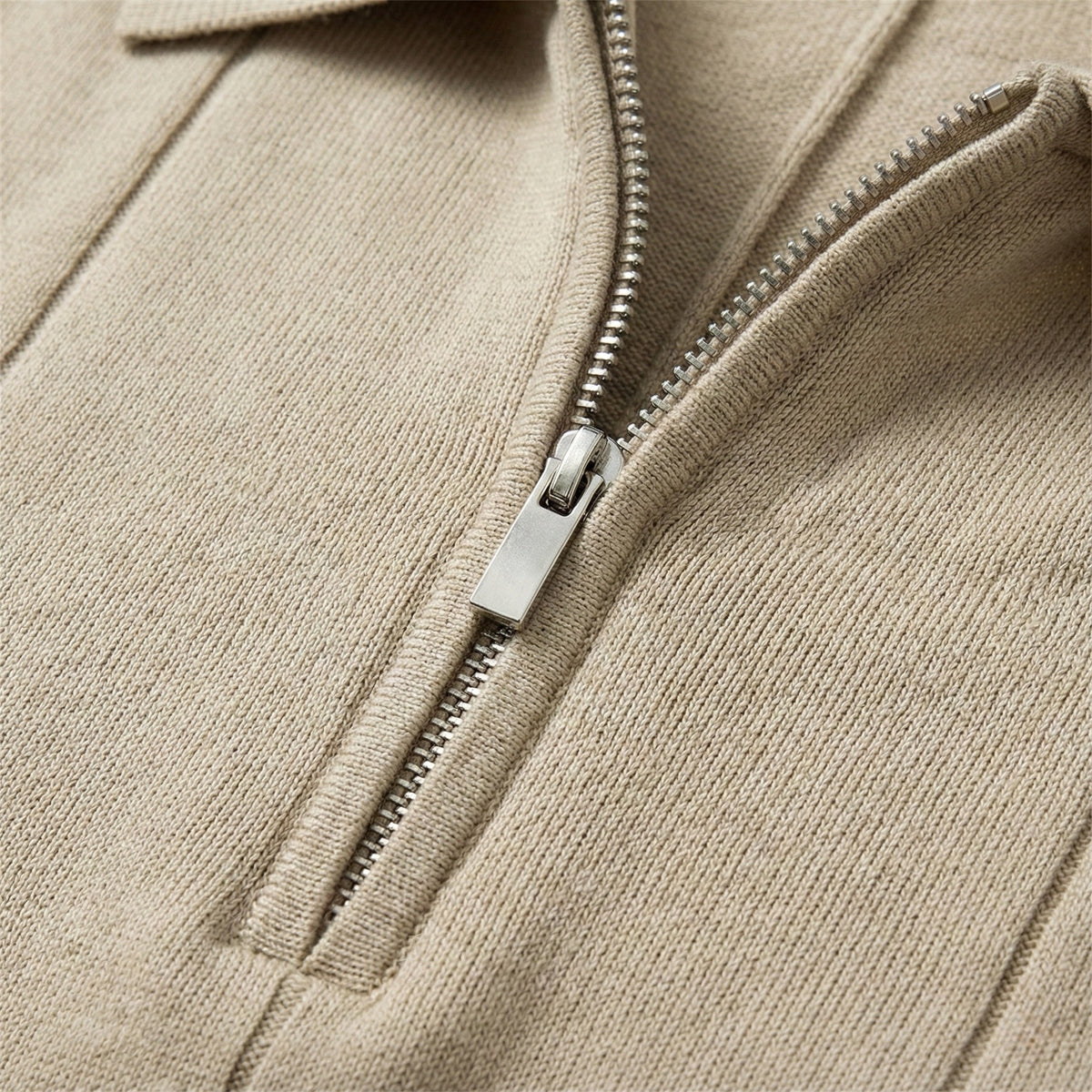 Men’s Quarter-Zip Ribbed Knit Polo Shirt