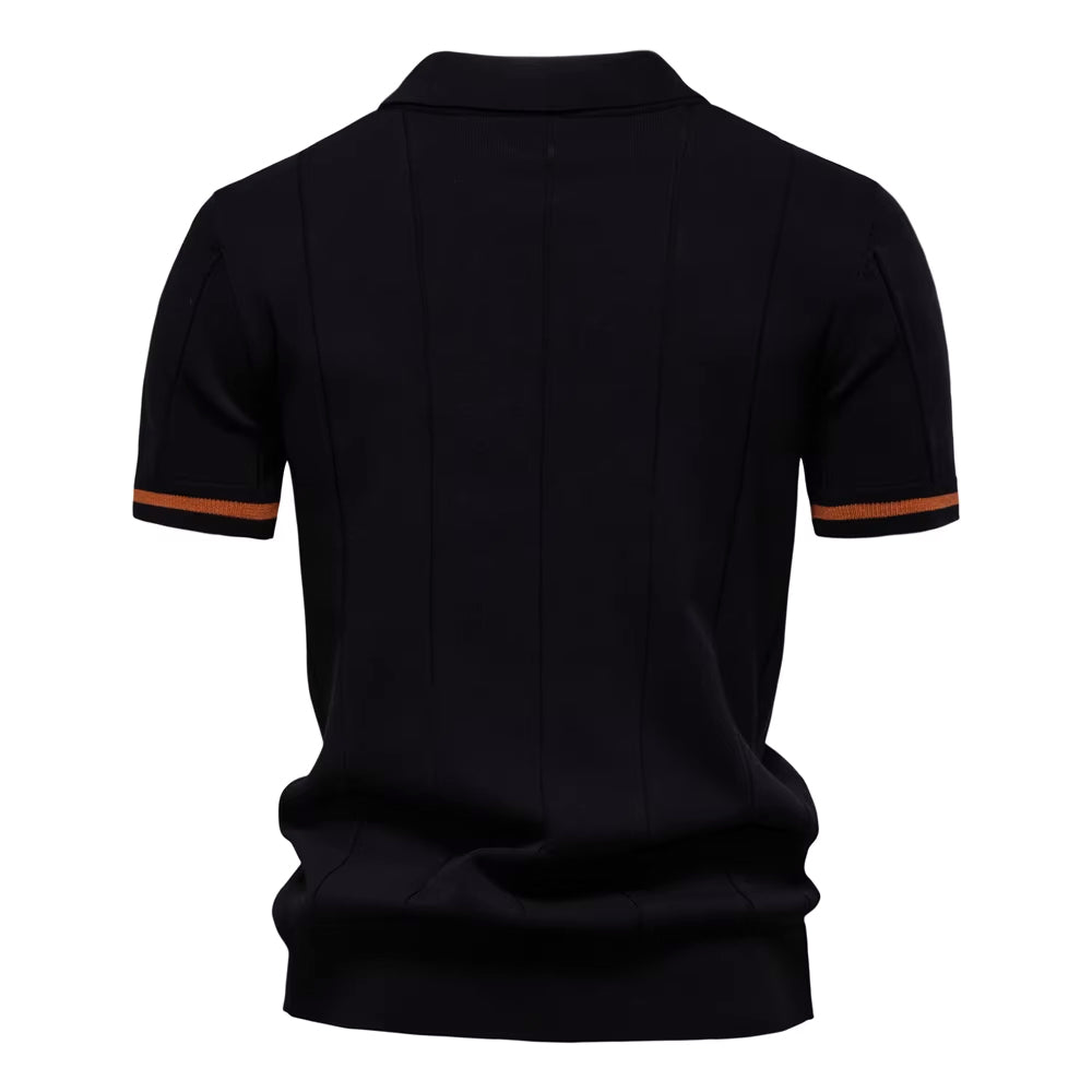 Men’s Quarter-Zip Ribbed Knit Polo Shirt