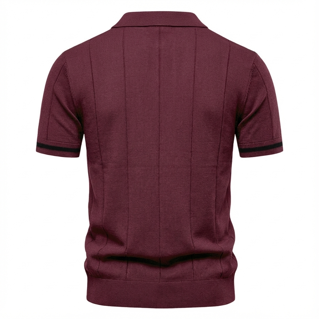 Men’s Quarter-Zip Ribbed Knit Polo Shirt