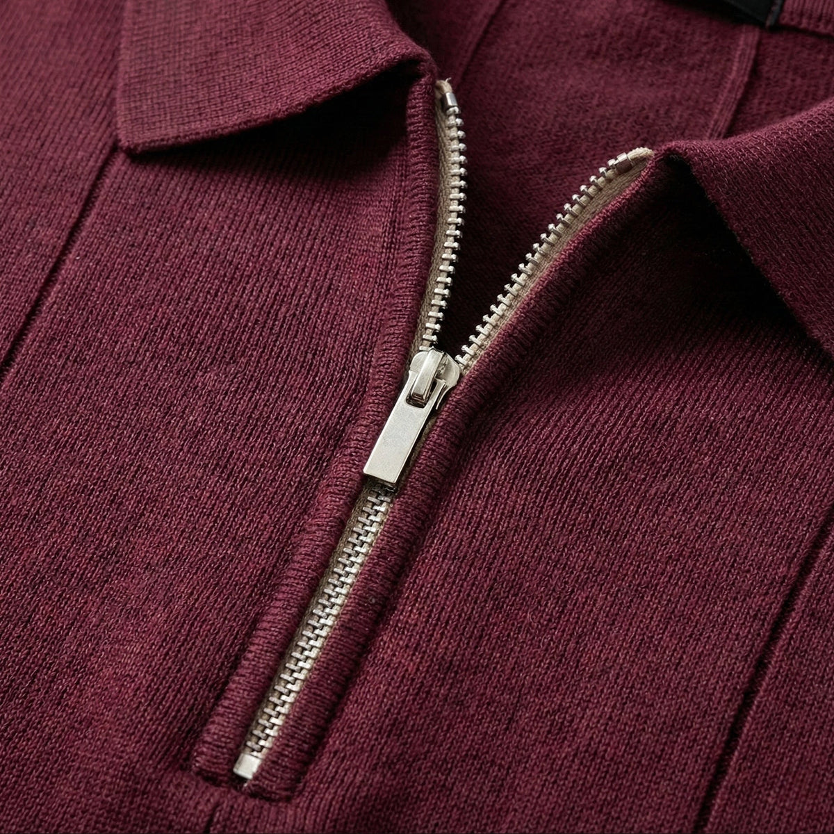 Men’s Quarter-Zip Ribbed Knit Polo Shirt