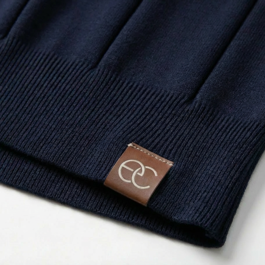 Men’s Quarter-Zip Ribbed Knit Polo Shirt