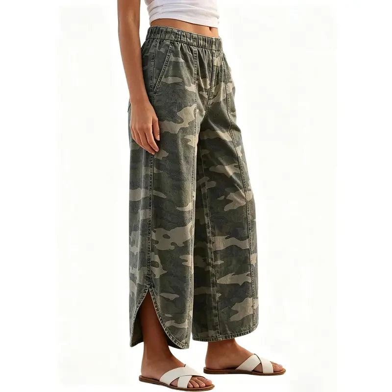 Lightweight Camouflage Denim Boyfriend Jeans