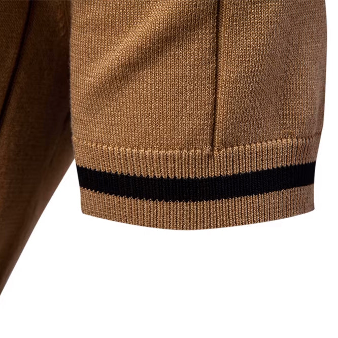 Men’s Quarter-Zip Ribbed Knit Polo Shirt