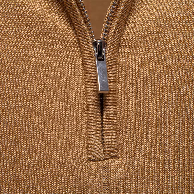 Men’s Quarter-Zip Ribbed Knit Polo Shirt