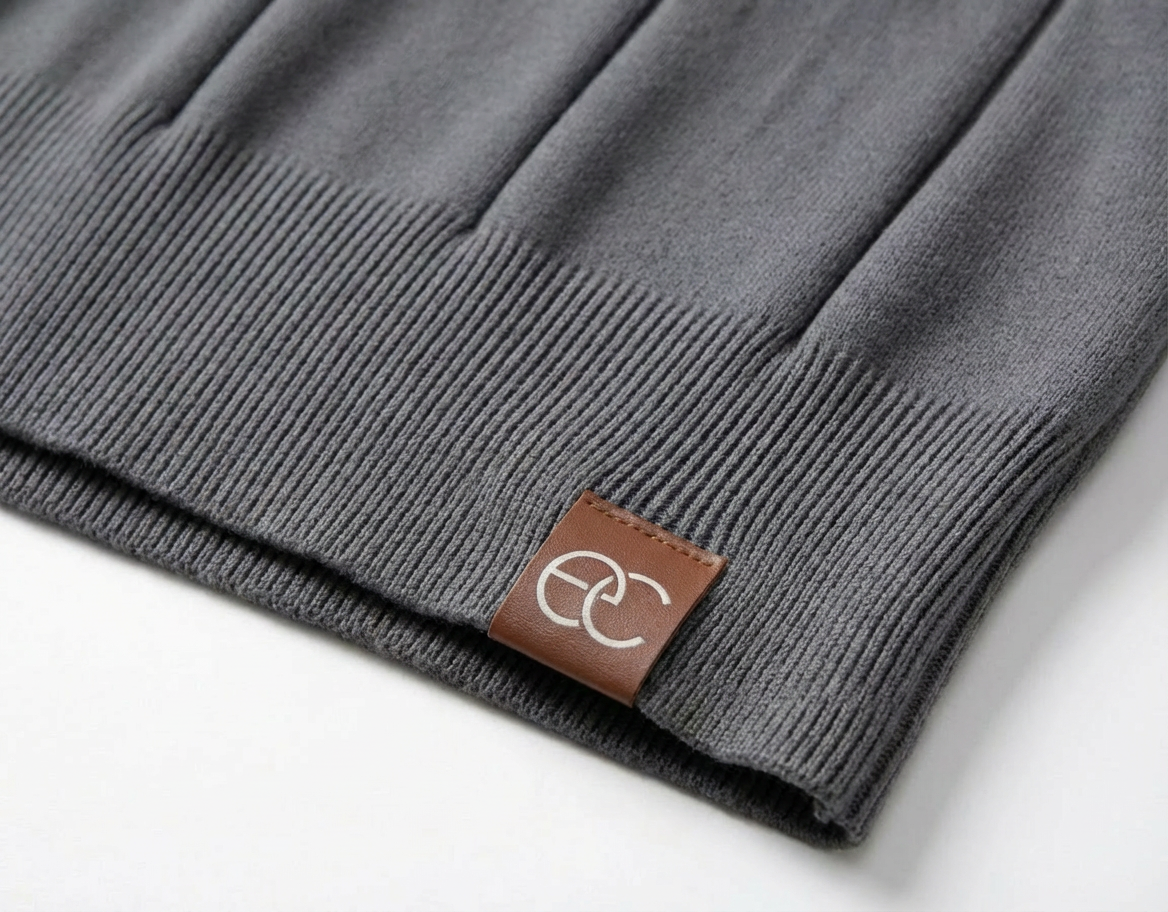 Men’s Quarter-Zip Ribbed Knit Polo Shirt