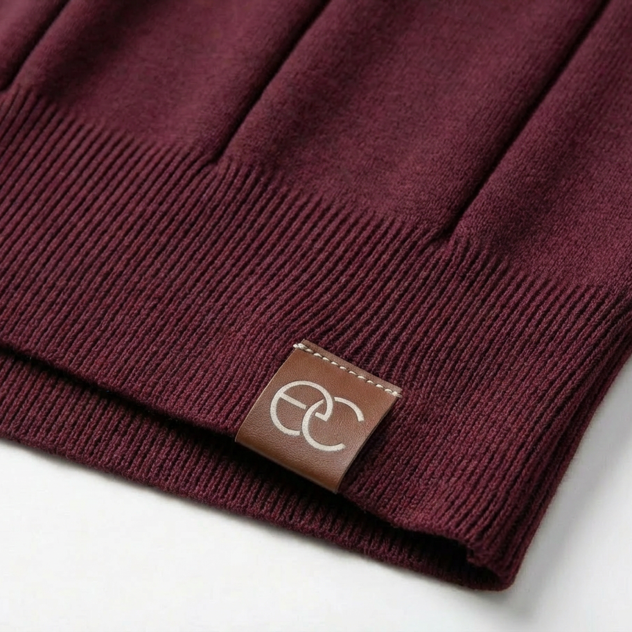 Men’s Quarter-Zip Ribbed Knit Polo Shirt