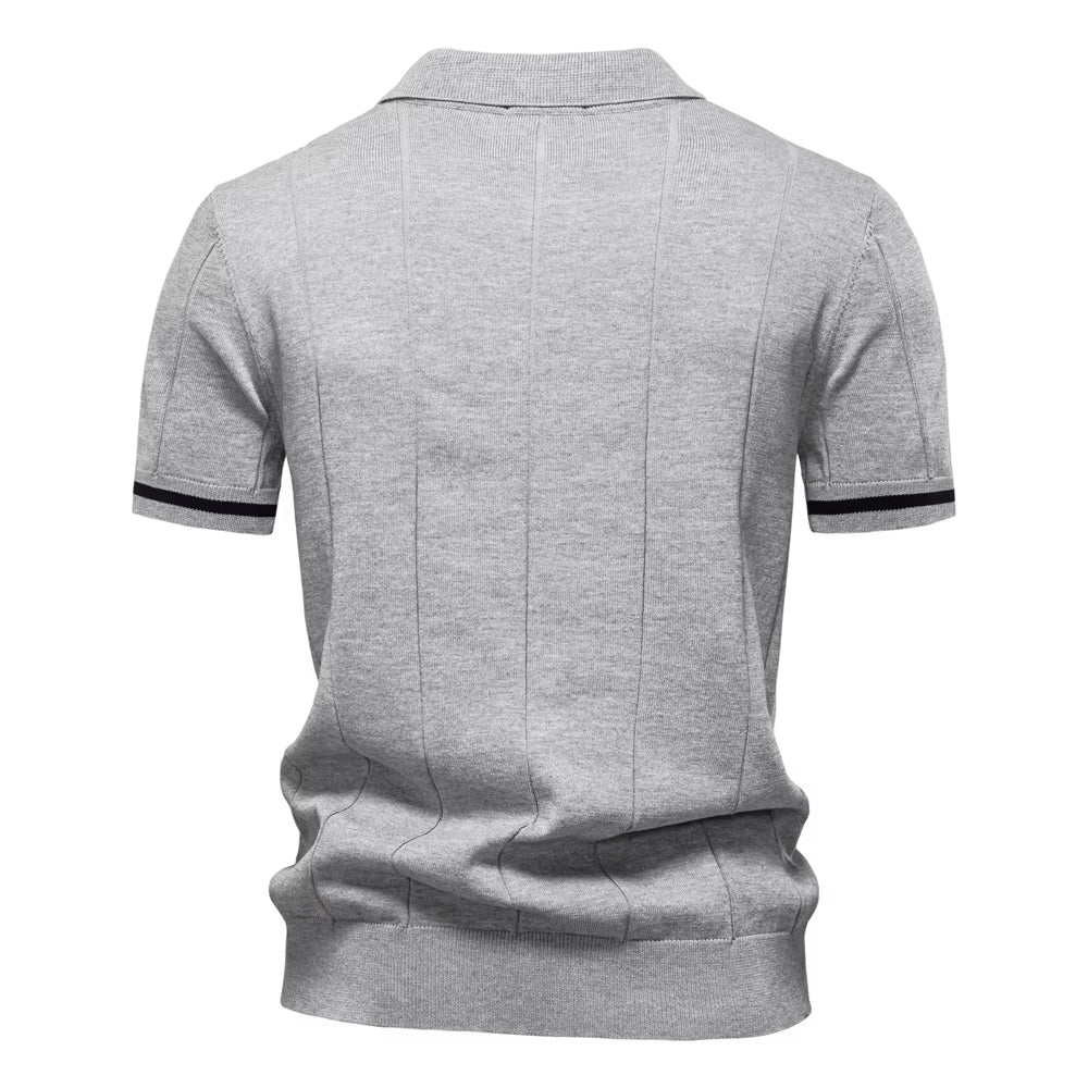 Men’s Quarter-Zip Ribbed Knit Polo Shirt