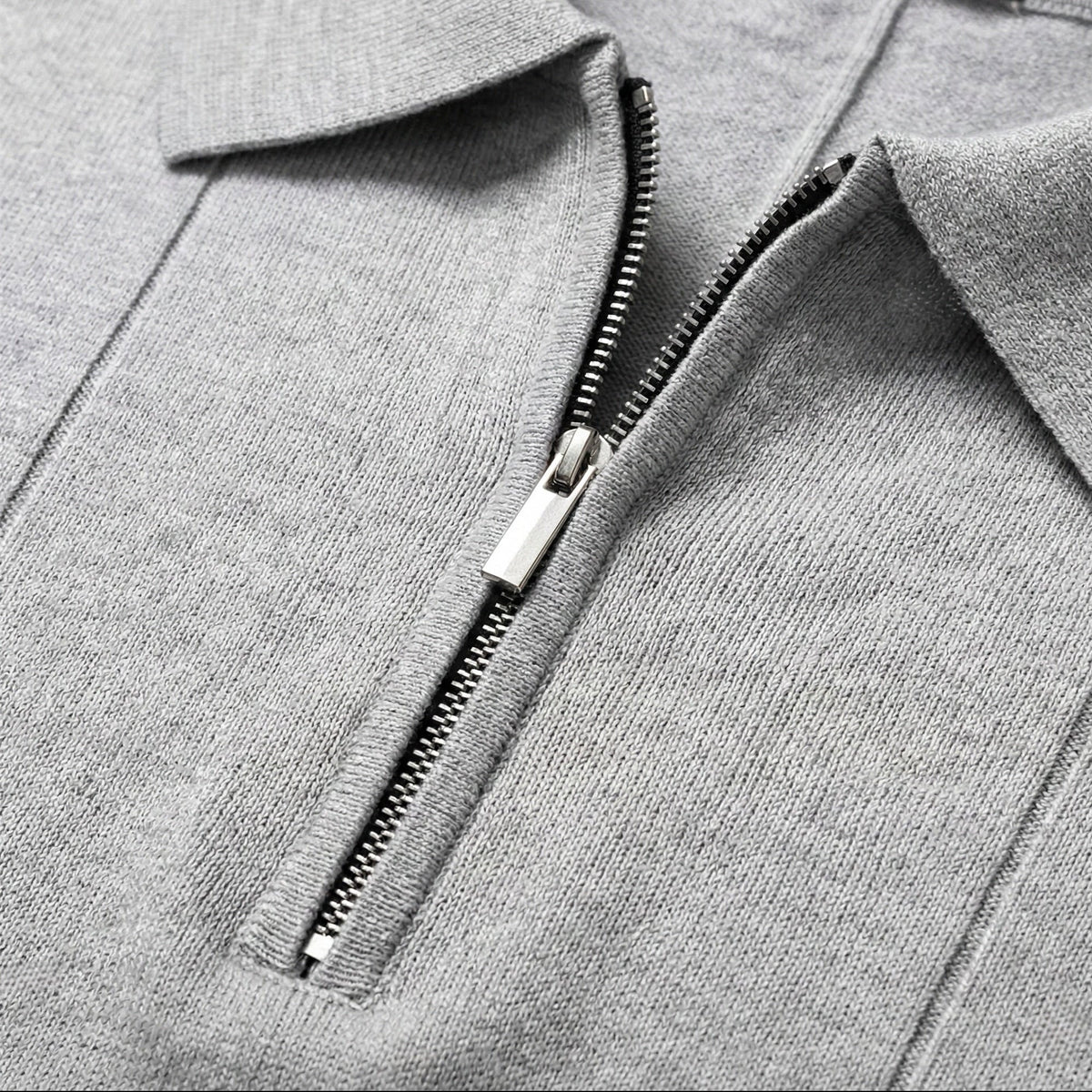 Men’s Quarter-Zip Ribbed Knit Polo Shirt
