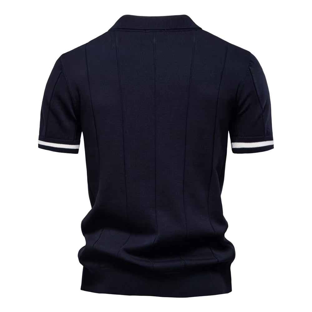 Men’s Quarter-Zip Ribbed Knit Polo Shirt