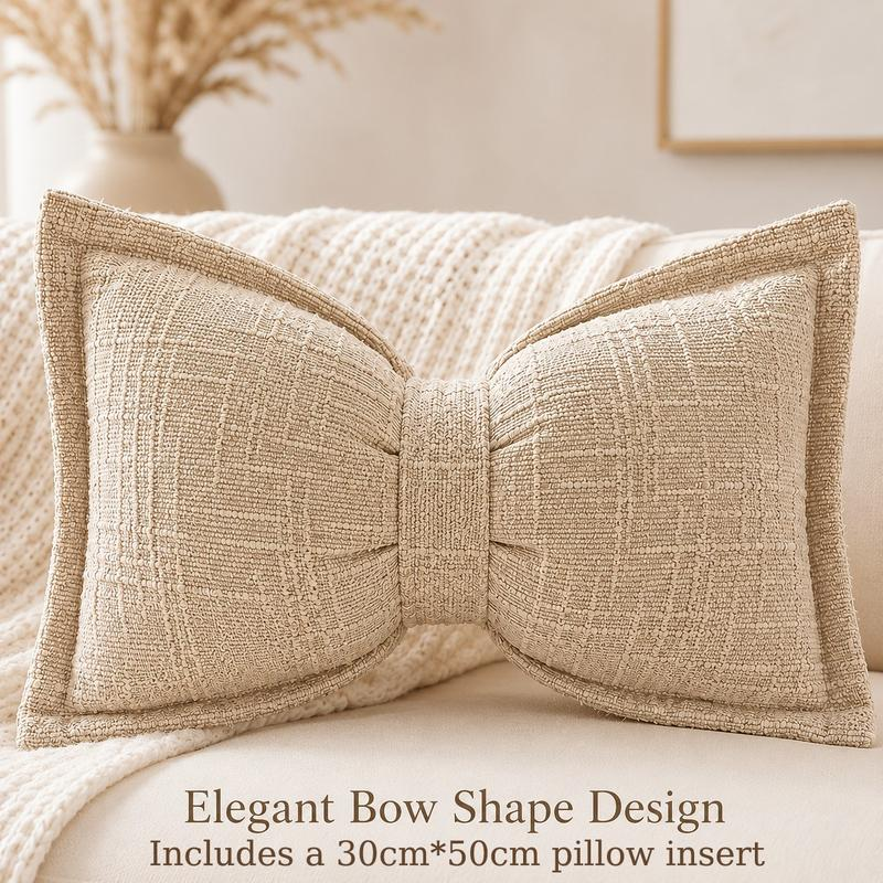 🎀🛋️ Soft Chenille Bow-Shaped Throw Pillow