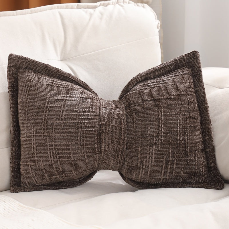 🎀🛋️ Soft Chenille Bow-Shaped Throw Pillow
