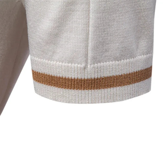 Men’s Quarter-Zip Ribbed Knit Polo Shirt