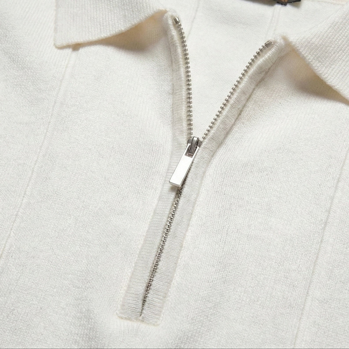 Men’s Quarter-Zip Ribbed Knit Polo Shirt